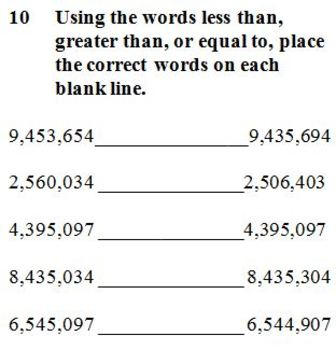 VA SOL 4 1b Comparing Whole Numbers Up To Millions 10 Questions