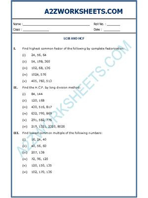 Worksheet Of Lcm And Hcf 02 Lcm And Hcm Lcm And Hcm Maths Artofit