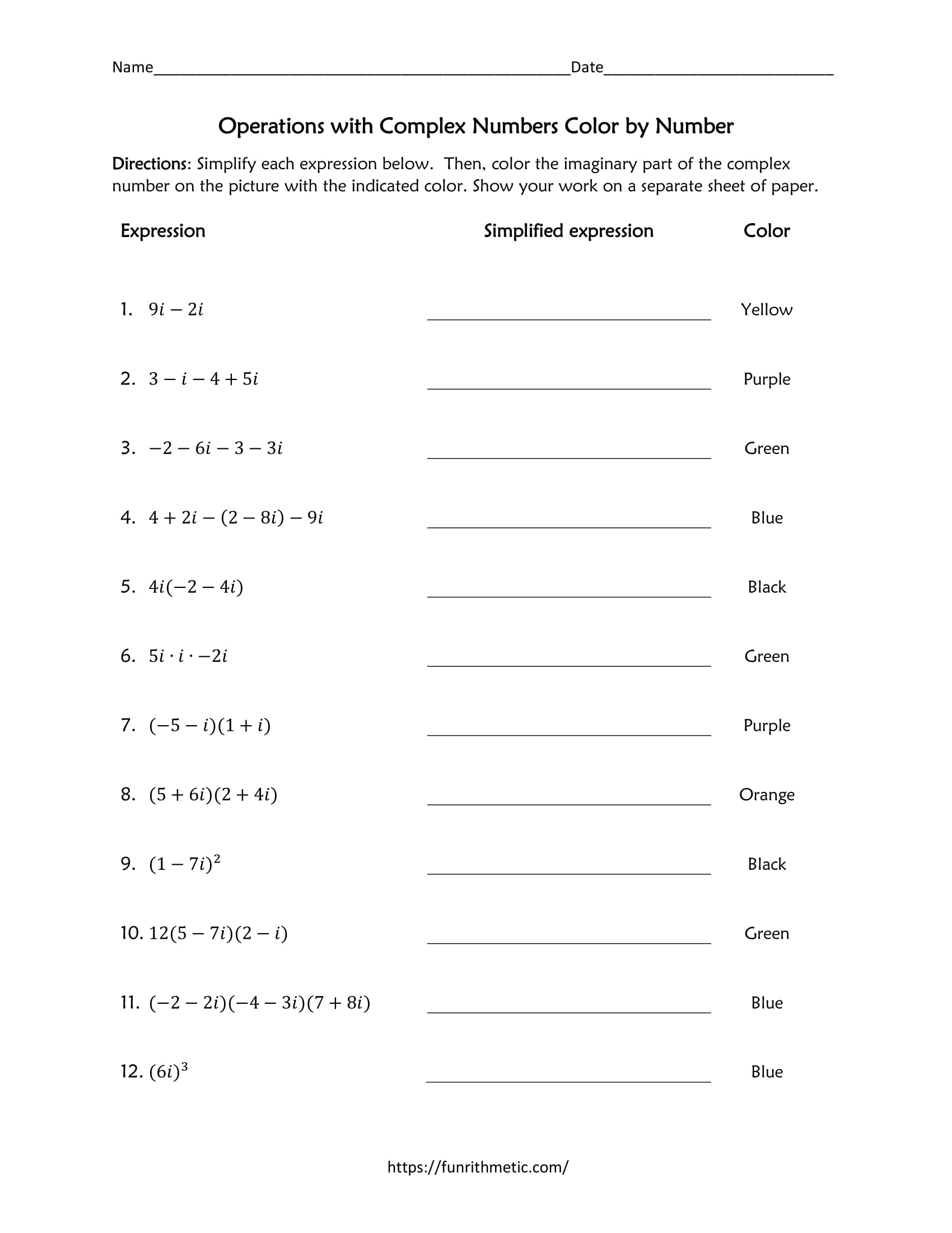 Worksheets Complex Numbers Worksheets Complex Numbers