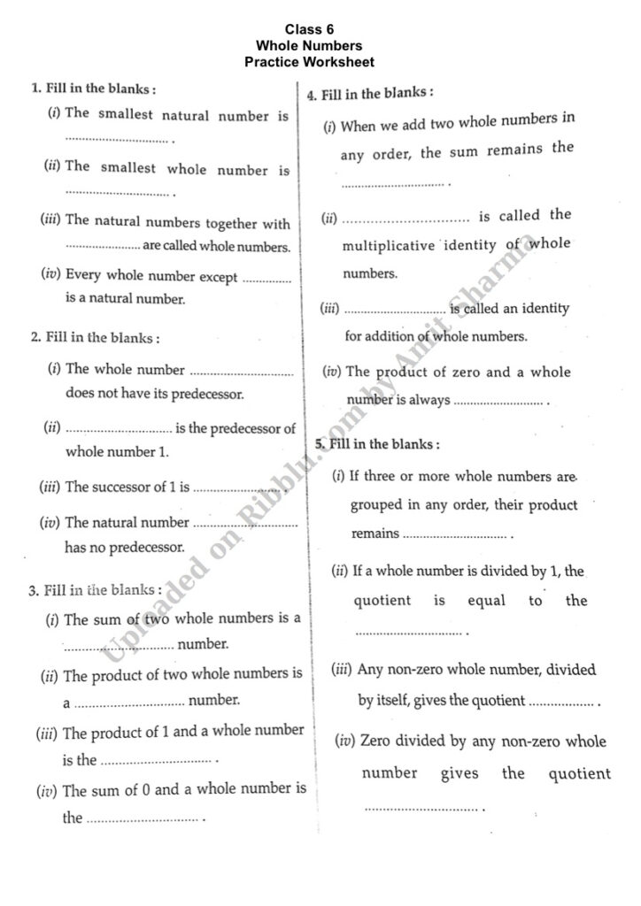 Worksheets For Cbse Class 6 Maths Whole Numbers With Vrogue co
