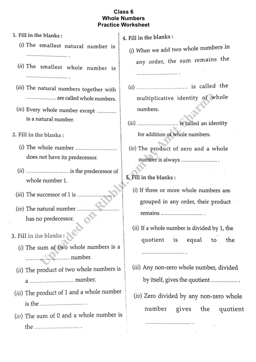 Worksheets For Cbse Class 6 Maths Whole Numbers With Vrogue co