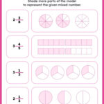 Write Mixed Numbers Represented By The Model Math Worksheets