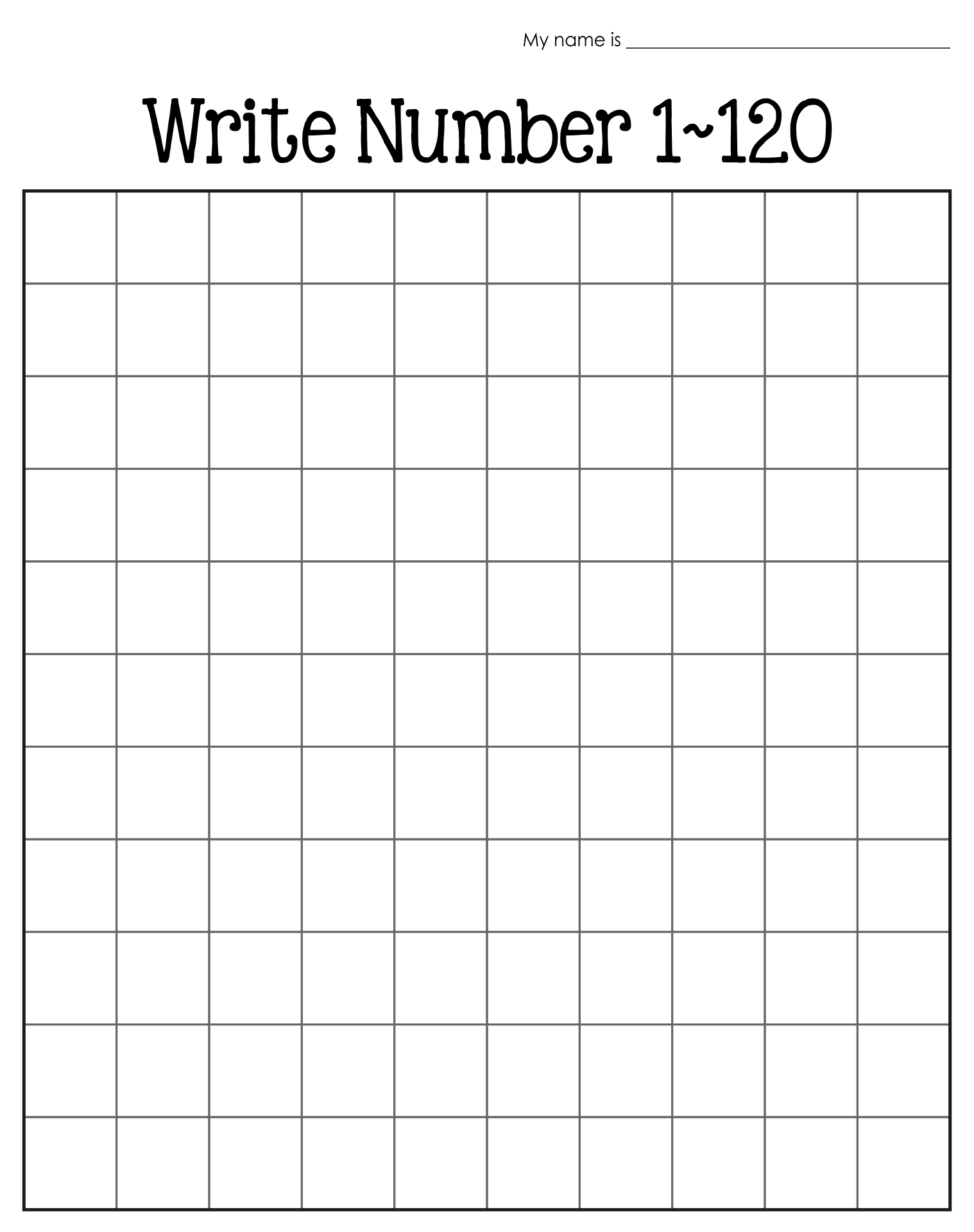 Writing Numbers 1 120 Worksheet Writing Practice Kindergarten 
