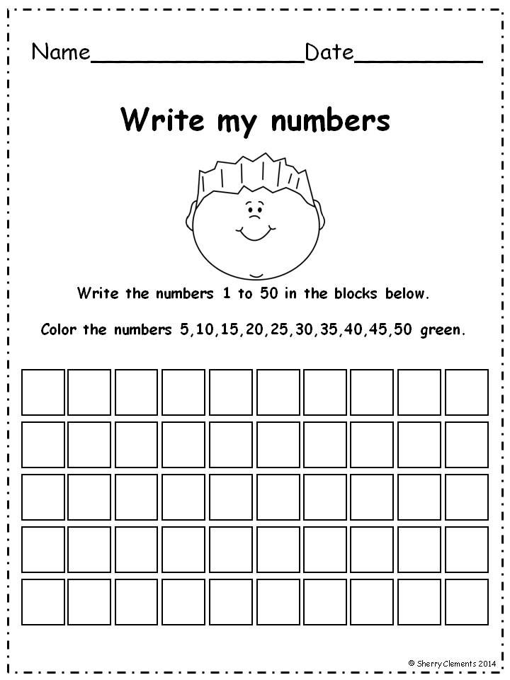Writing Numbers 1 To 50 Worksheet