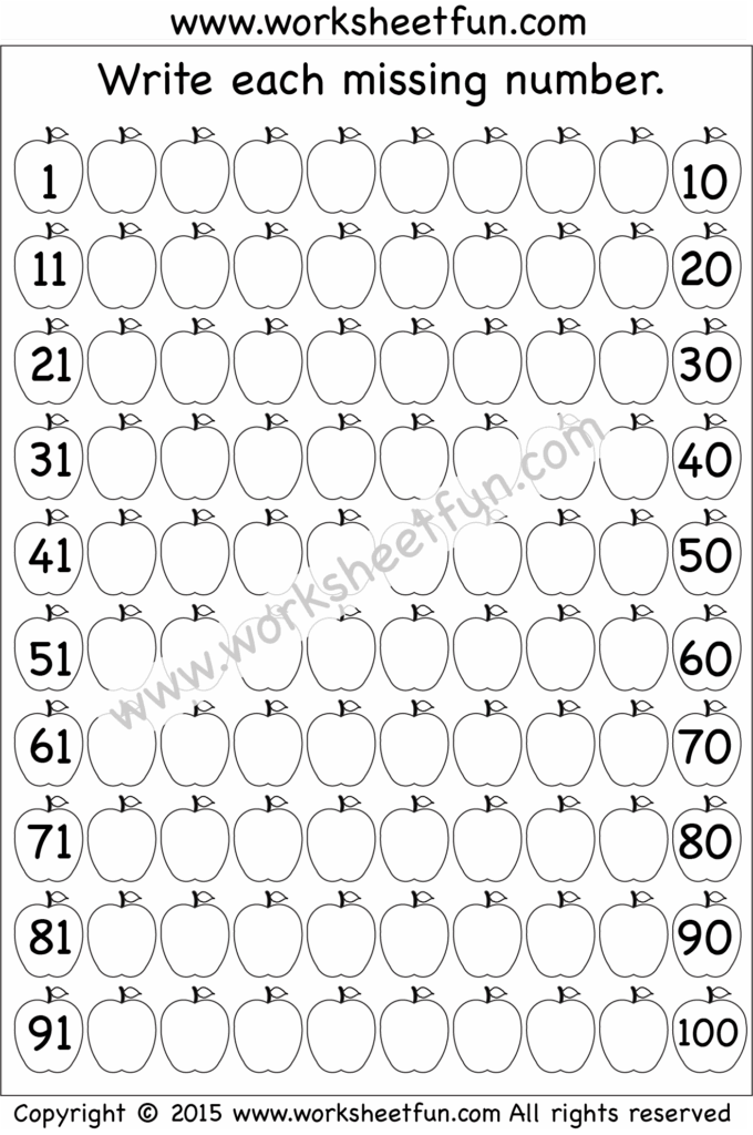 Writing Numbers From 1 To 100 Worksheet