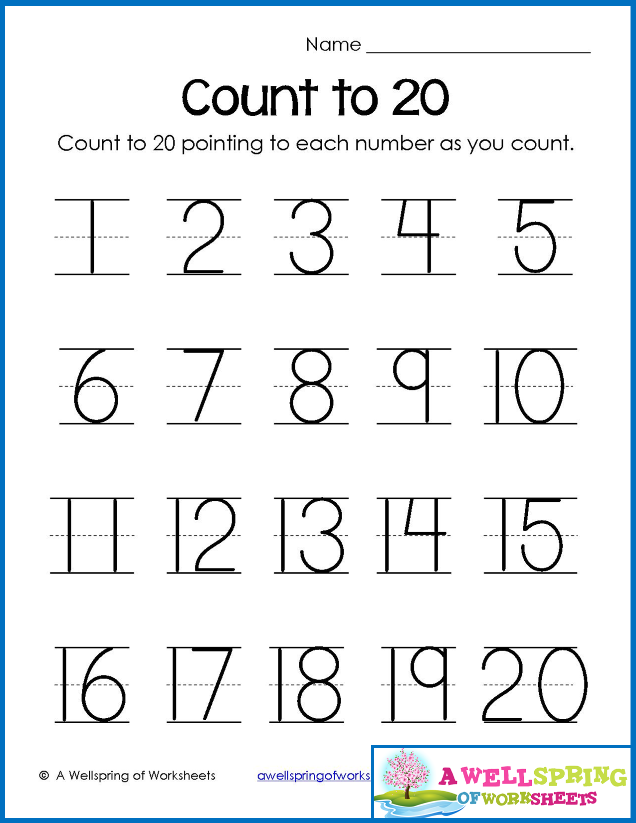 Writing Numbers From 1 To 20 Worksheets
