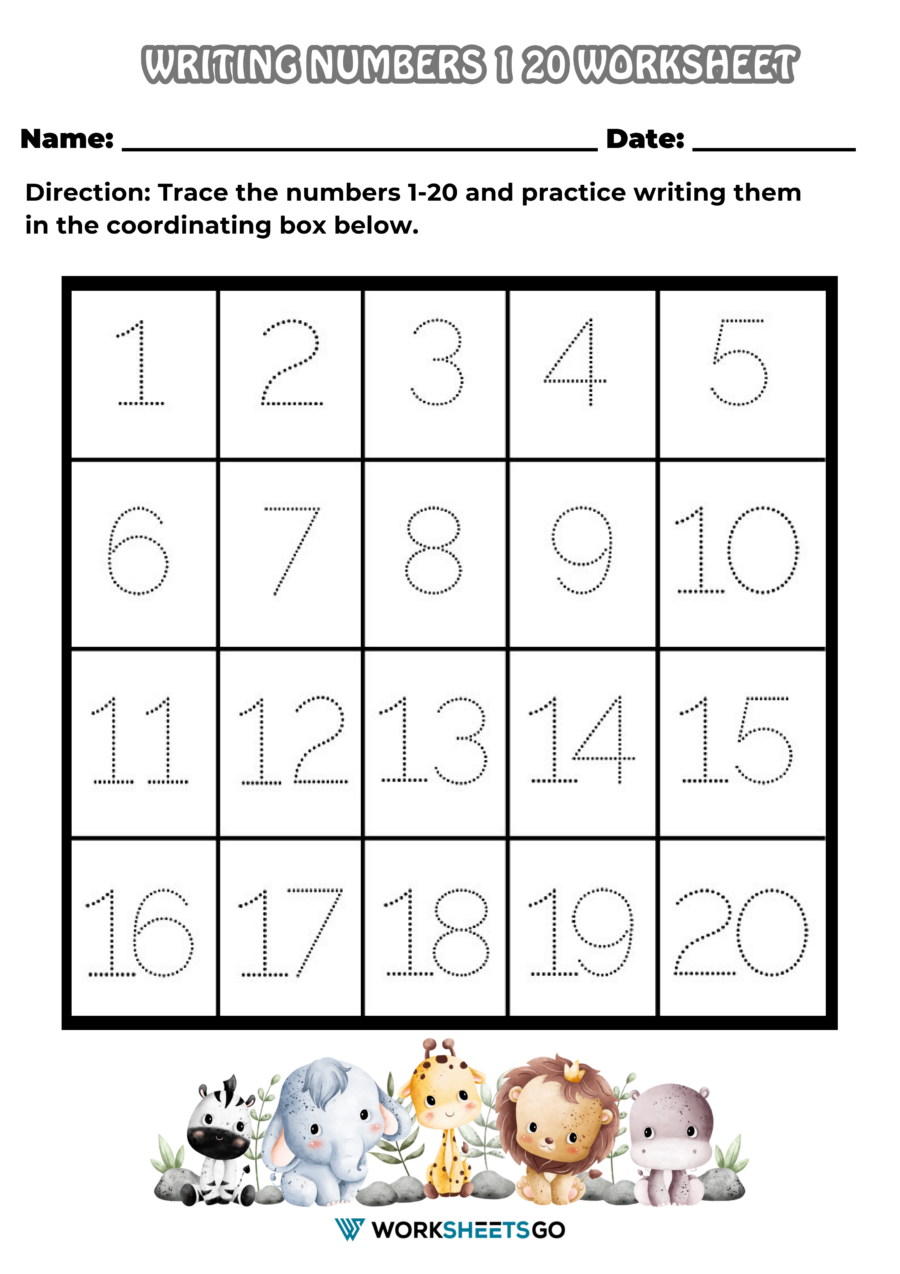Writing Numbers From 1 To 20 Worksheets Writing Numbers From 1 To 20 Worksheets
