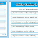Writing Numbers To 10 000 In Numerals Worksheet