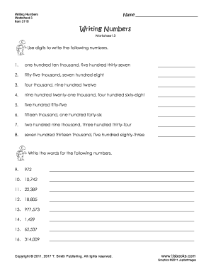 Writing Numbers Worksheet 3 Writing Numbers To Hundred Thousands Using 